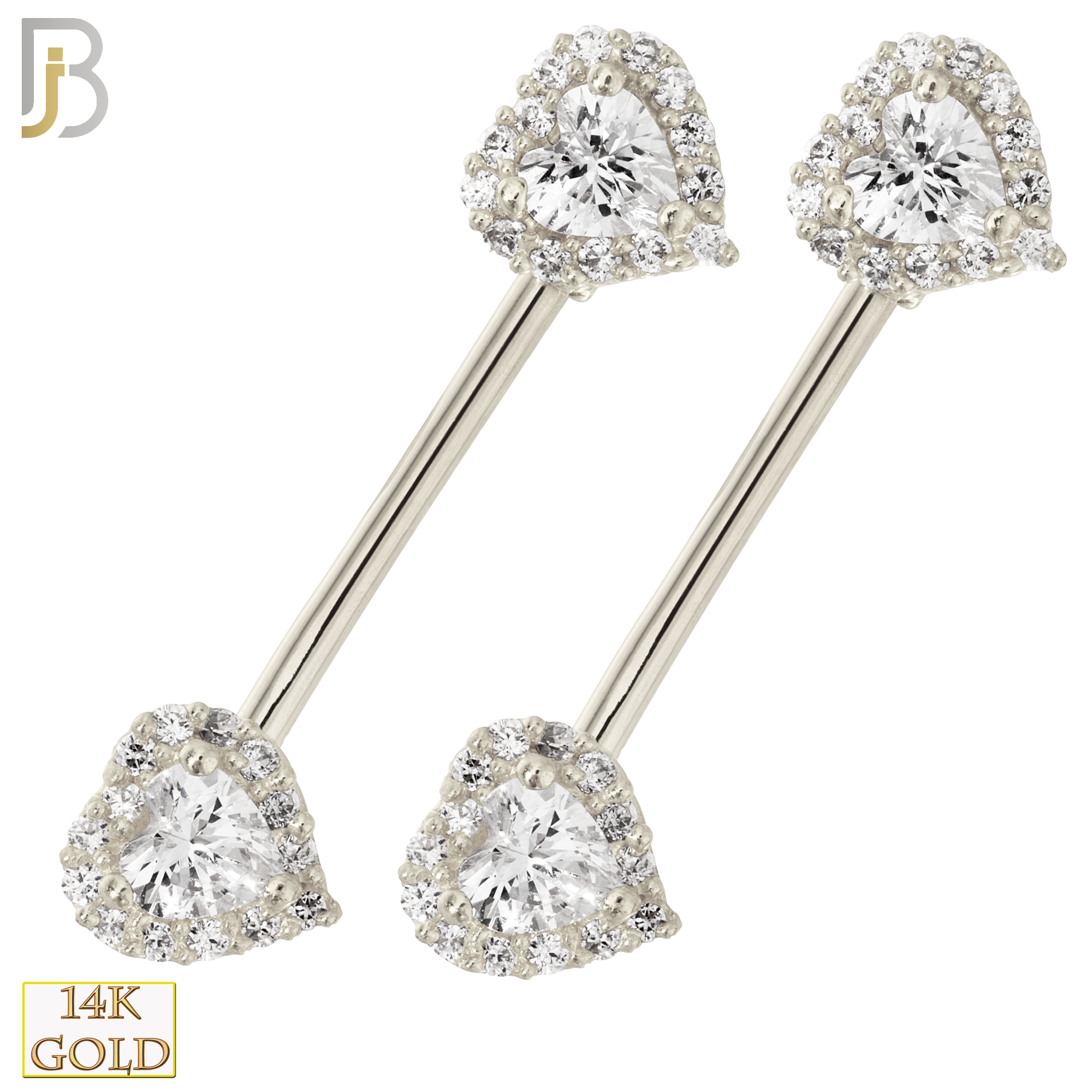 14-NP14 - 14k Solid Gold Nipple Ring Piercing Heart with Multi CZ image 1