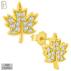 925-ES145 - .925 Sterling Silver Autumn Leaf Design with Zircon Design Earring Stud image 2