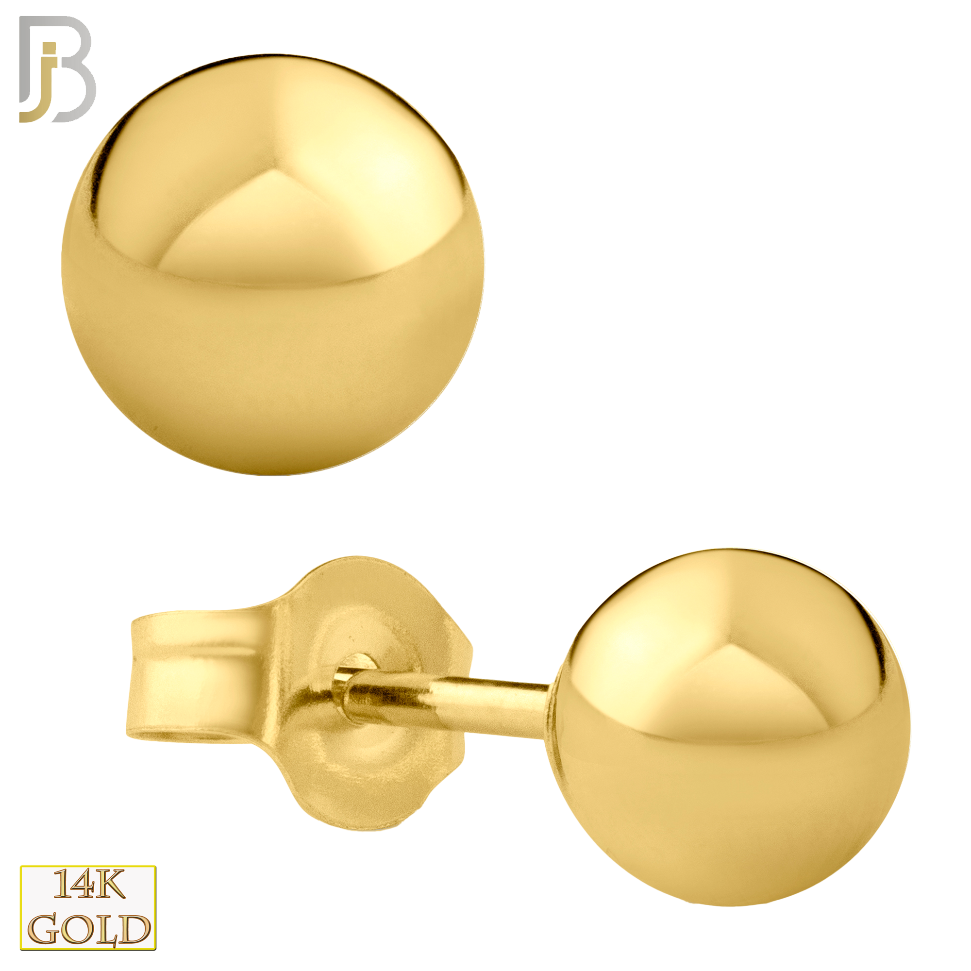 14-ES102Y - 14k Yellow Gold Push Back Plain Ball Stud Earrings image 0