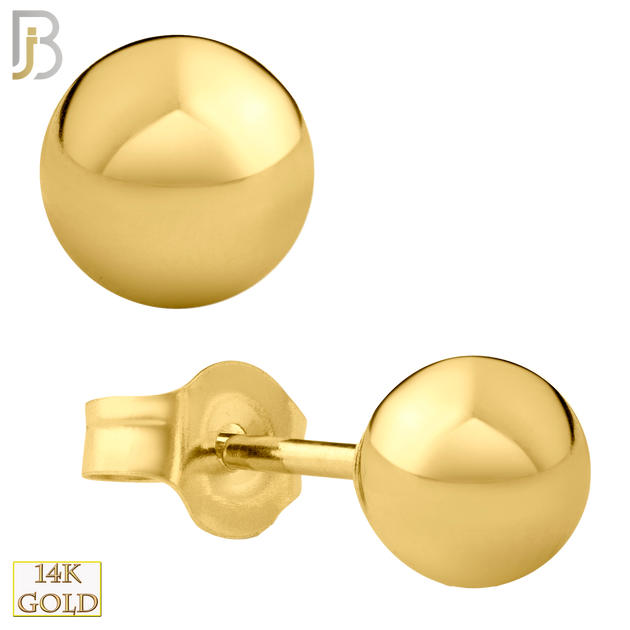 14-ES102Y - 14k Yellow Gold Push Back Plain Ball Stud Earrings image 0