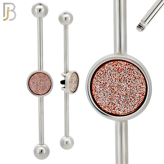 BB76 - 316L Surgical Steel Gold Sandpaper Medallion Industrial Barbell (PACK OF 4) image 2