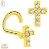 14-NR55C - 14k Solid Gold Corkscrew Cross Design Clear Zircon image 0