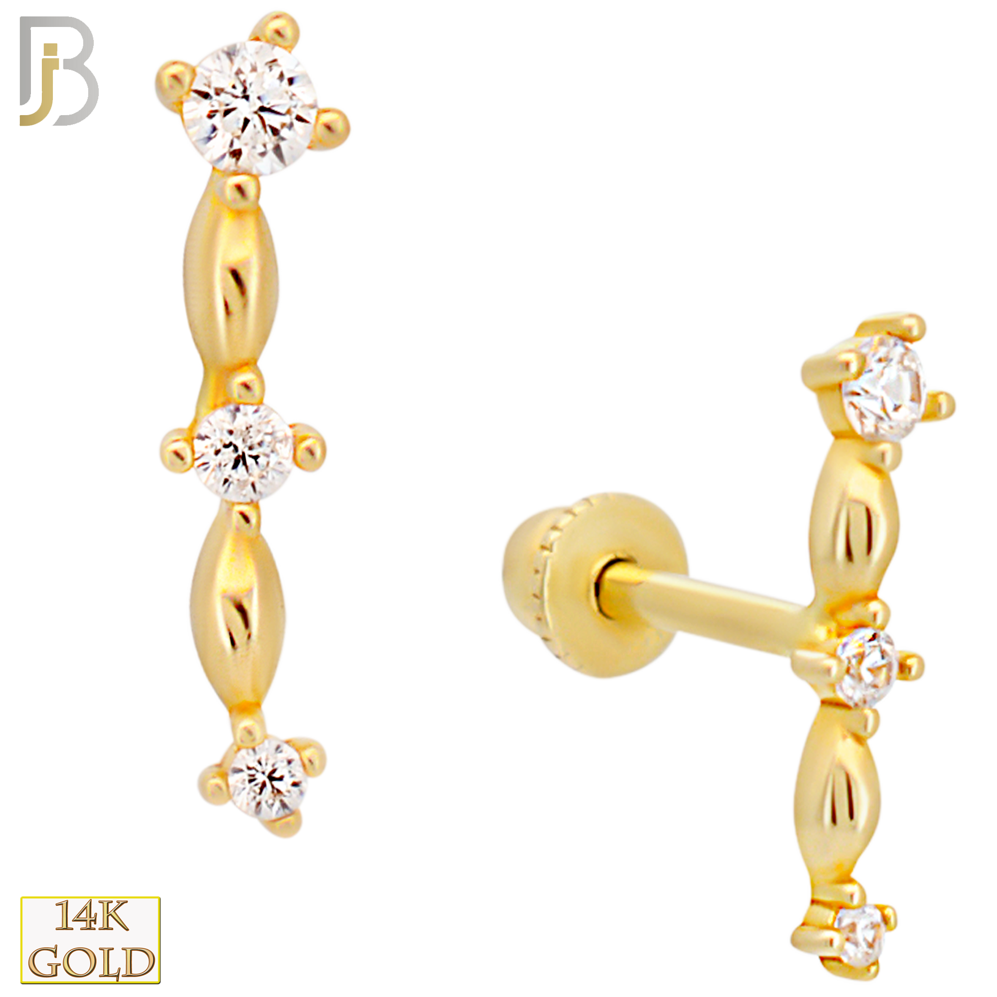 14-TB92 - 14k Yellow Gold 3 Star Constellation with Baby Screw Backing image