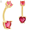 NB06G - 316L Stainless Steel Gold Plated Heart Prong Setting Zircon  Banana Belly Navel Ring (PACK OF 6) image 3