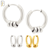 ES175 - 316L Stainless Steel Plain Huggies with 3 Rings  Clip On image 0