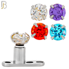 DM04 - 14G Titanium with Surgical Steel  Prong Set CZ Dermal Top Set of 4 Top image 0