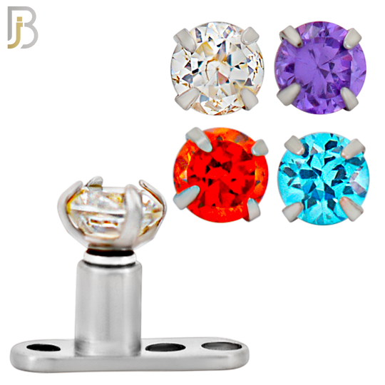 DM04 - 14G Titanium with Surgical Steel  Prong Set CZ Dermal Top Set of 4 Top image 0