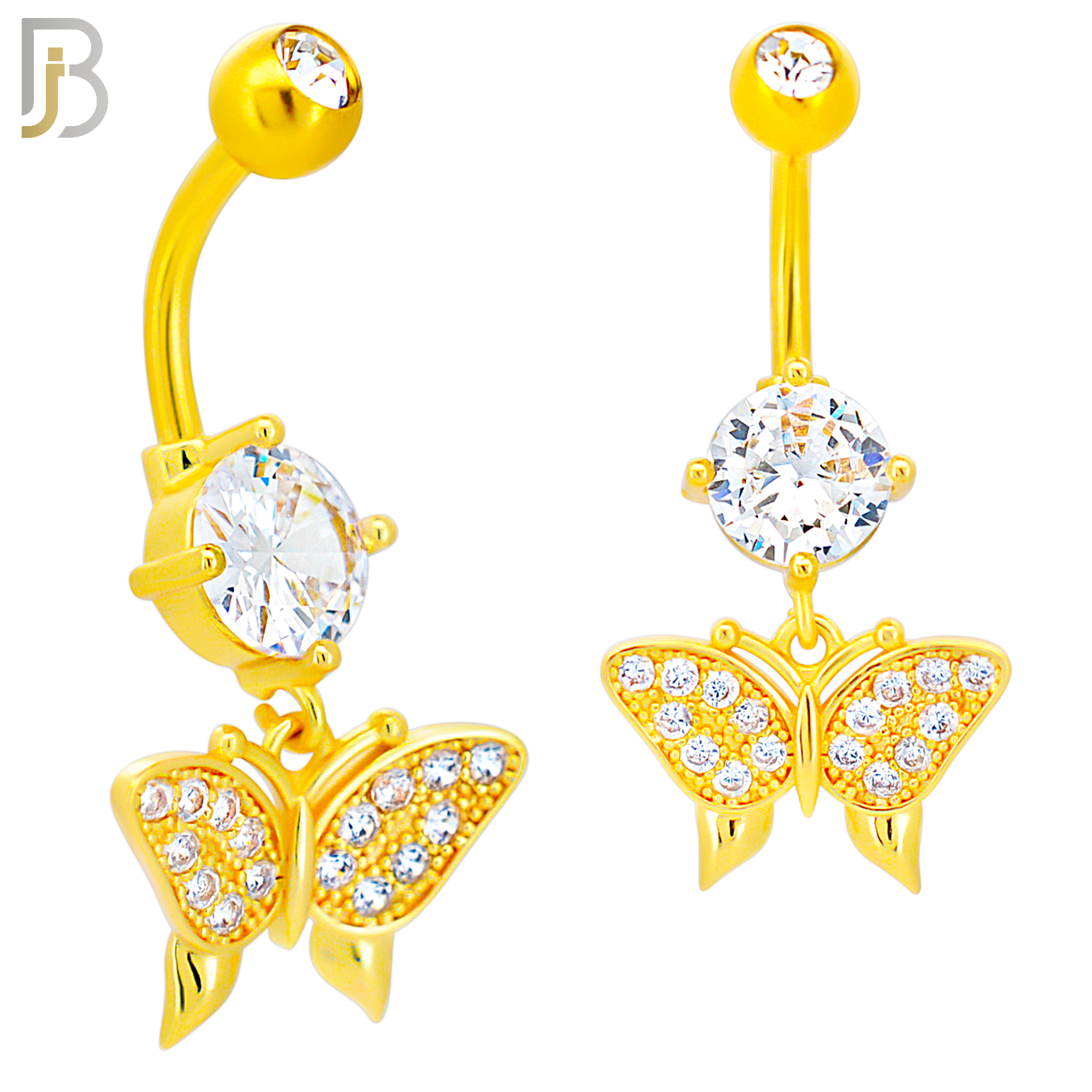 N070 - 316L Stainless Steel Dangling Butterfly Zircon Design Belly Ring with 5mm Screw Ball image 2