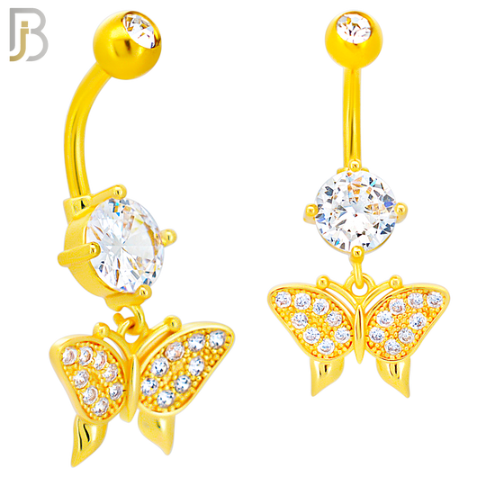 N070 - 316L Stainless Steel Dangling Butterfly Zircon Design Belly Ring with 5mm Screw Ball image 2