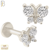 14-LB24 - 14k Yellow Gold Butterfly with Zircon Labret image 1