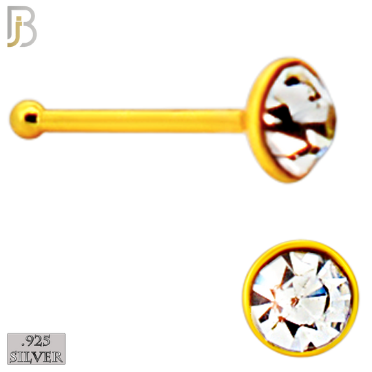 925-PK-NR04Y-3C2 - Mixed of 2mm, 2.5mm, 3mm Clear CZ 22g Thickness 18KT Gold Plated 925 Sterling Silver Nose Bones Press Fit, Packages Pack of 120 image 3