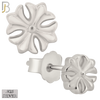 925-ES431 - Push Back - .925 Sterling Silver Four Fleur-de-lis Earrings Stud image 0