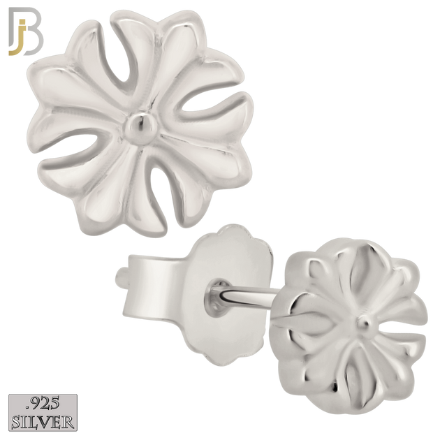 925-ES431 - Push Back - .925 Sterling Silver Four Fleur-de-lis Earrings Stud image 0