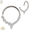 14-TH68 - 14K Yellow Gold 18g Thickness Twist to Open Hoops with Multi Zircon image 1