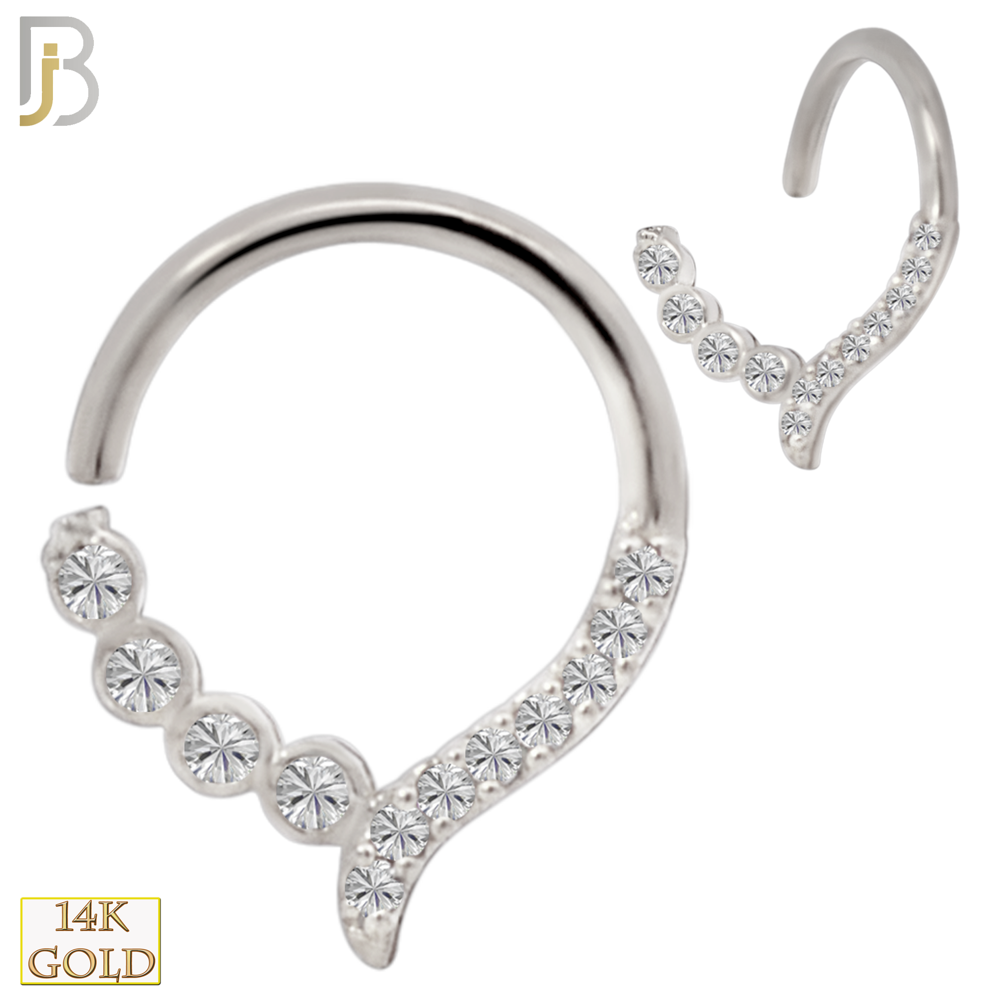 14-TH68 - 14K Yellow Gold 18g Thickness Twist to Open Hoops with Multi Zircon image 1
