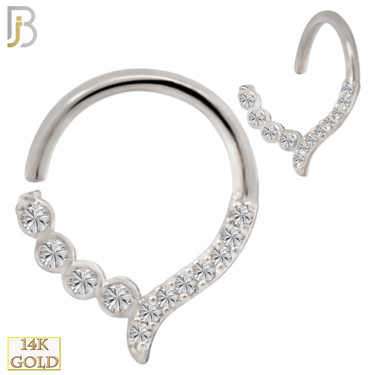 14-TH68 - 14K Yellow Gold 18g Thickness Twist to Open Hoops with Multi Zircon image 1
