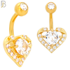 NB22 - 316L Stainless Steel Heart with Round Prong Zircon  Banana Belly Navel Ring image 2
