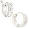 ES358 - 316L Stainless Steel Huggies Earring with 7 Round Cubic Zirconia in Channel Setting image 1