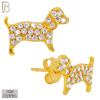 925-ES159 - .925 Sterling Silver Dog with Zircon Design Earring Stud image 2