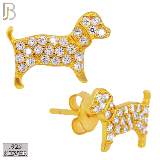 925-ES159 - .925 Sterling Silver Dog with Zircon Design Earring Stud image 2