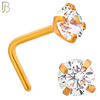 NR10R - 316L Surgical Steel Rose Gold Plated Nose L-Shape Prong Set Zircon Round Nose Ring (PACK OF 6) image 5