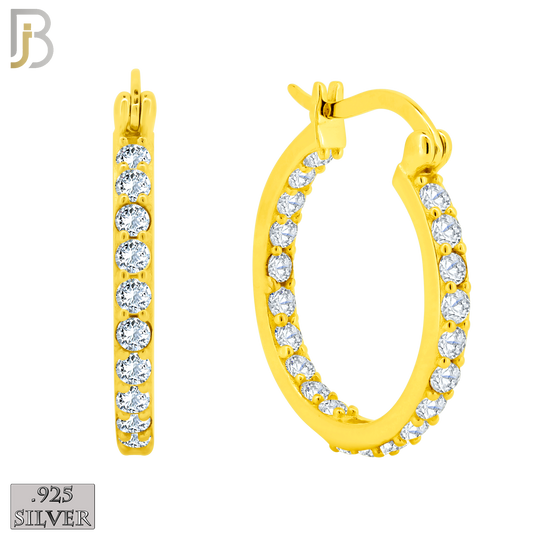 925-ES252 - .925 Sterling Silver Hinged Hoop Earrings with Zircon image 3