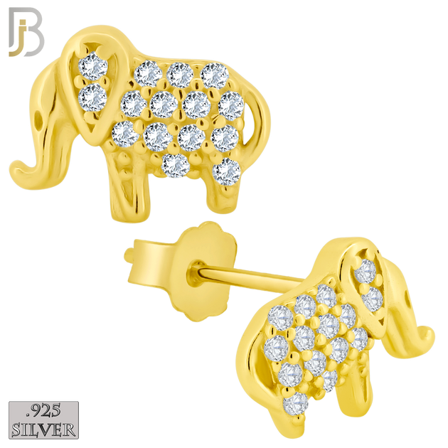 925-ES196 - .925 Sterling Silver Elephant Design Earring Stud with Clear Zircon image 2