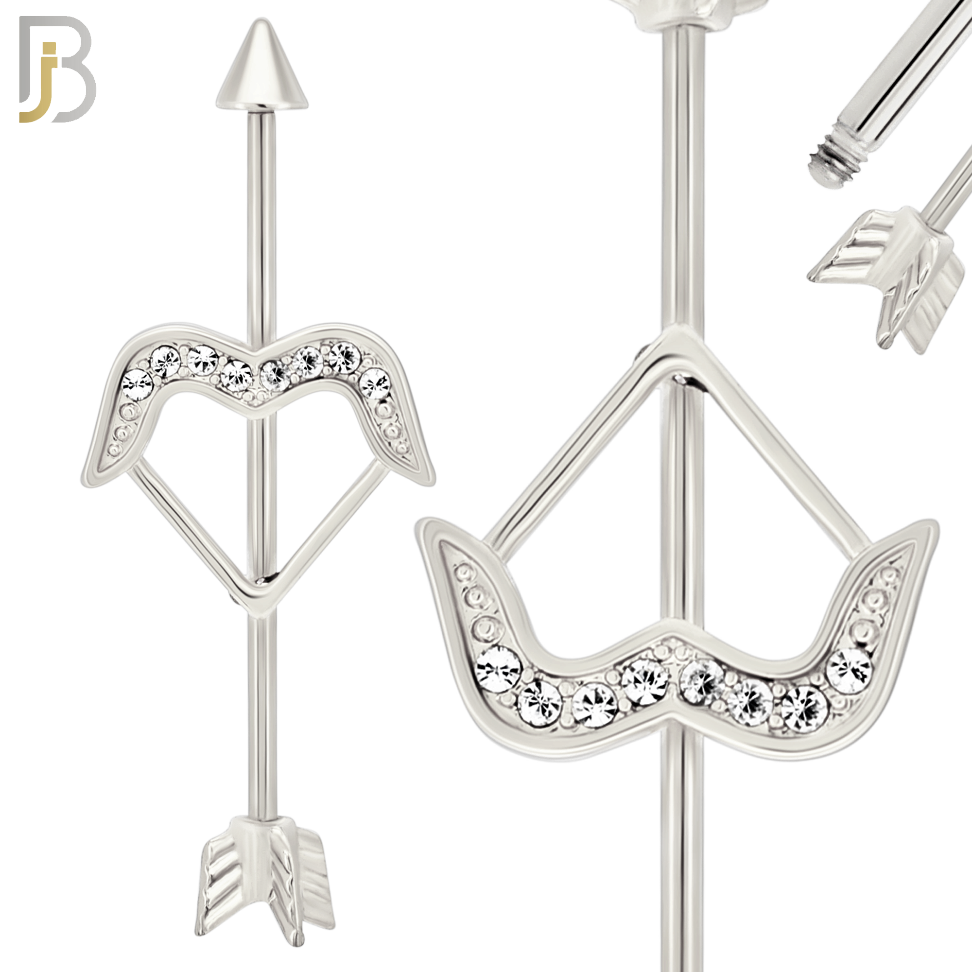 BB39 - 316L Surgical Steel Screw Bar with Alloy Arrow Bow Design Barbell Industrial (PACK OF 6) image 1