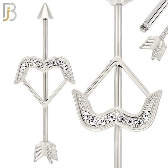 BB39 - 316L Surgical Steel Screw Bar with Alloy Arrow Bow Design Barbell Industrial (PACK OF 6) image 1