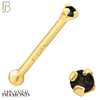 14-NR01DYK-22 - 22g - 14k Yellow Gold Nose Bone with Black Diamond in Prong Setting - 1.5mm image