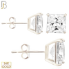 14-ES72WC - 14k Solid White Gold Princess Cut Square Casting Earrings Stud image 0