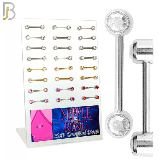 PK-NP18- 316L Surgical Steel Screw Bezel Setting Ball Zircon Flat Back Pack of 12 Pairs image 0
