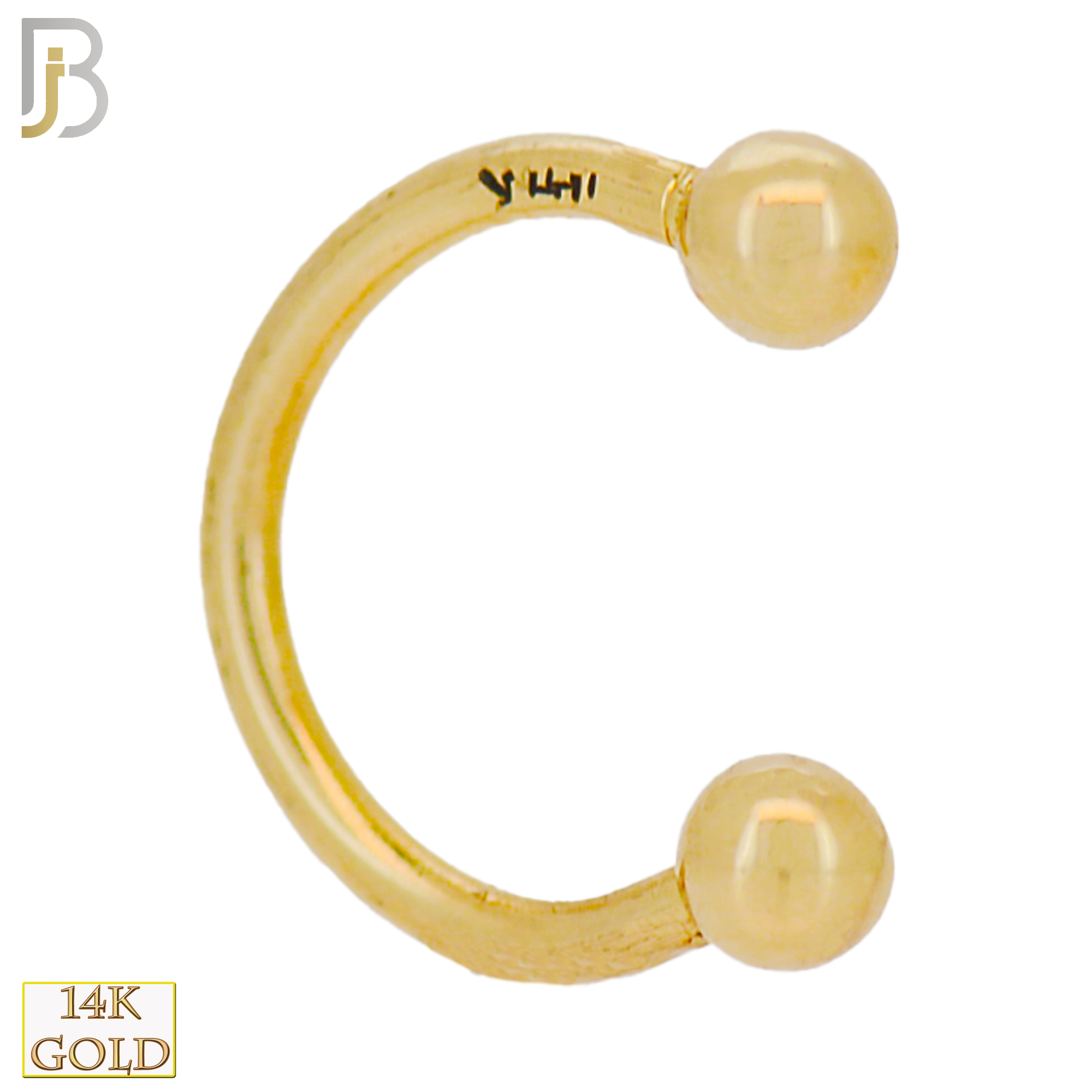 14-HS01 - 14k Solid Gold Horseshoe Plain Design External Threaded Screw image