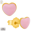 925-ES440 - 925 Sterling Silver Pink Enamel Heart Stud Earring - Push Back image 1