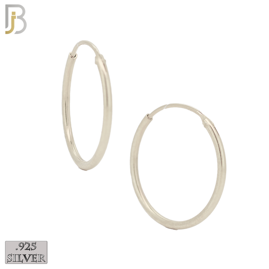 925-ES310S - .925 Sterling Silver Plain Hoop Earrings - 20mm image