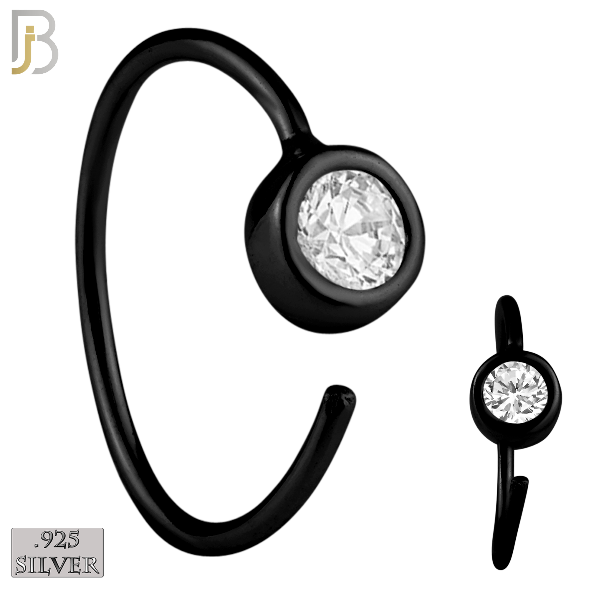 925-CT08 - 925 Sterling Silver 22g Thickness Bezel CZ Hoops Piercing (PACK OF 6) image 2
