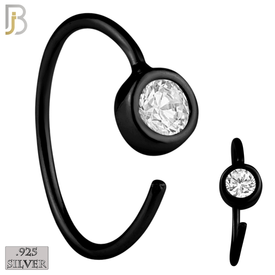 925-CT08 - 925 Sterling Silver 22g Thickness Bezel CZ Hoops Piercing (PACK OF 6) image 2