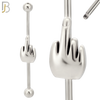 BB41 - 316L Surgical Steel Screw Bar with Alloy Hand/Middle Finger Design Barbell Industrial (PACK OF 4) image 1