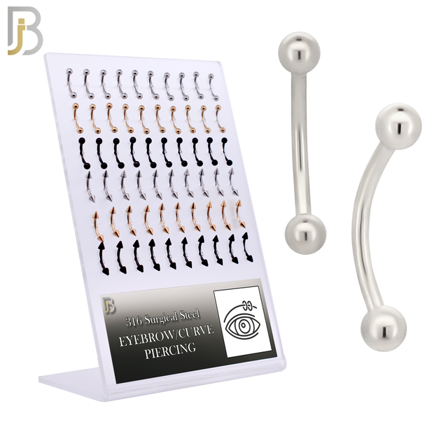 PK-EC01 - 316L Surgical Steel Curved Barbell External Threaded Ball and Spike image 0