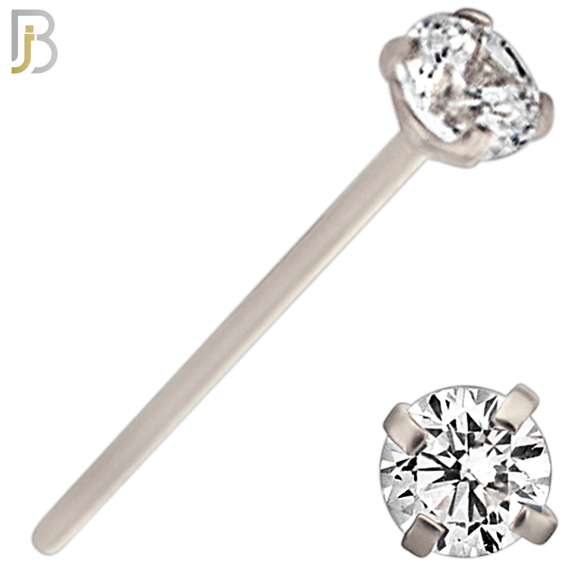 NR02S - 316L Surgical Steel Nose Stud  Prong Set Zircon Round Nose Ring image 5