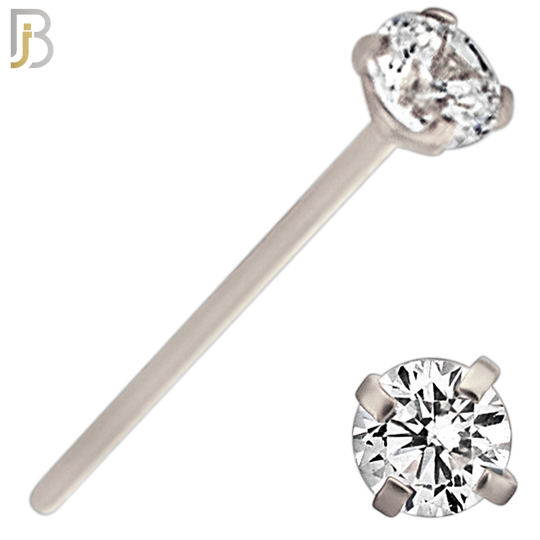 NR02S - 316L Surgical Steel Nose Stud  Prong Set Zircon Round Nose Ring image 5