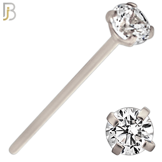 NR02S - 316L Surgical Steel Nose Stud  Prong Set Zircon Round Nose Ring image 5