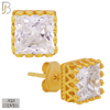 925-ES65 - .925 Sterling Silver Square Princess Cut Crown Design  Prong Zircon Earring Stud image 2