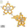 925-ES26 - .925 Sterling Silver Star with Zircon Earrings Stud image 2