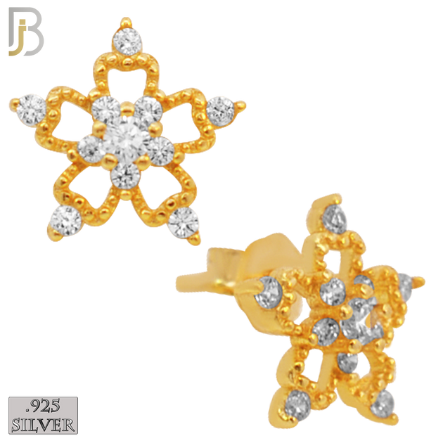 925-ES26 - .925 Sterling Silver Star with Zircon Earrings Stud image 2