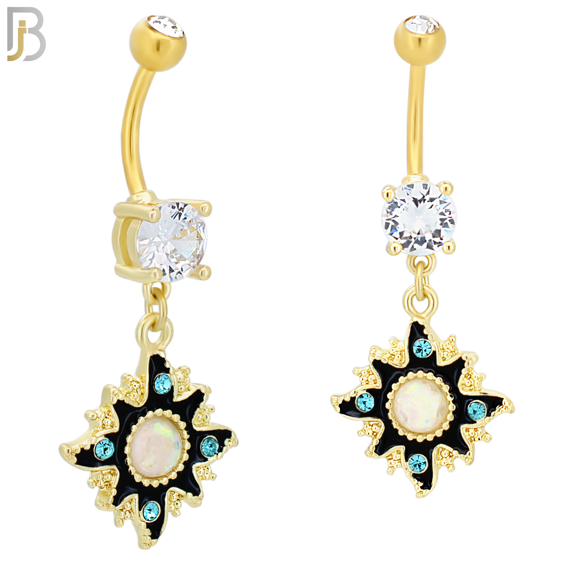 N041 - 316L Stainless Steel Dangling Sun Enamel Color Design Belly Ring with 4mm Screw Ball image 2