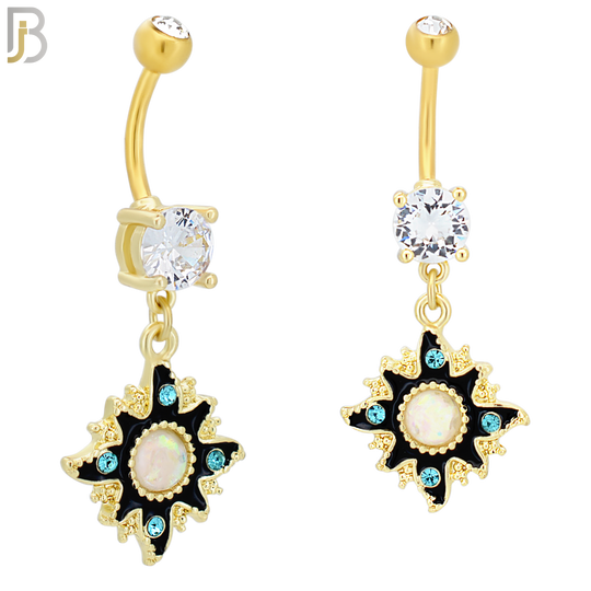 N041 - 316L Stainless Steel Dangling Sun Enamel Color Design Belly Ring with 4mm Screw Ball image 2