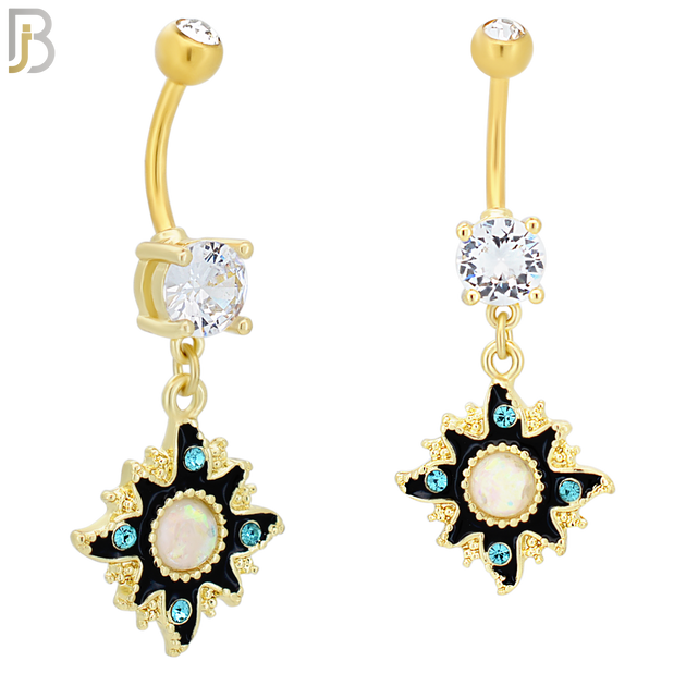 N041 - 316L Stainless Steel Dangling Sun Enamel Color Design Belly Ring with 4mm Screw Ball image 2