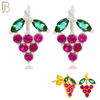 925-ES201 - .925 Sterling Silver Grapes Design Earring Stud with Zircon image 0