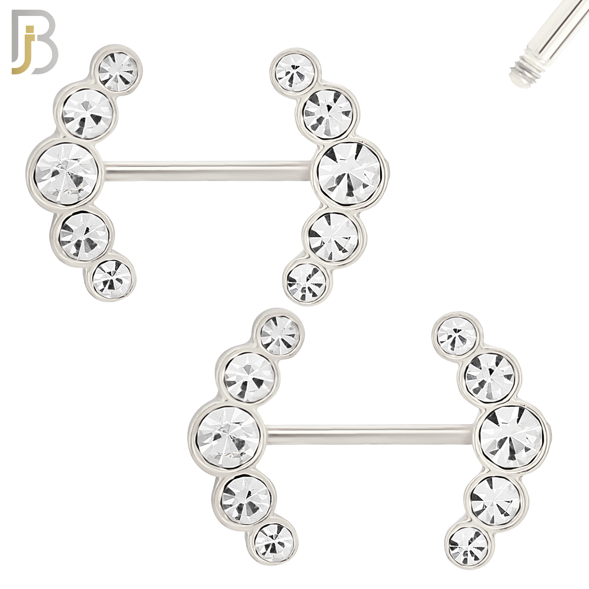 NP23 - 316L Surgical Steel Screw Double Sided Alloy Anchor with Zircon Pair image 4